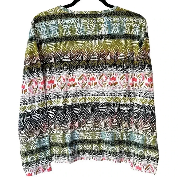 ORVIS NWOT AZTEC PRINT CREW NECK COTTON TEE LONG SLEEVE | SIZE: MEDIUM - Picture 5 of 7